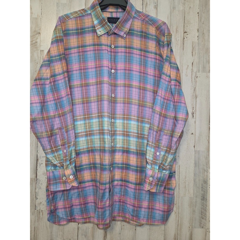 Calder Carmel men XL Button Shirt long sleeve Plaid Multicolor